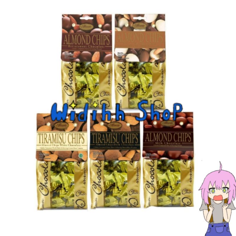 Alessio Chocolate / Messio Chocolate / Cokelat Alessio Almond Chips White Chocolate / Bittersweet Ch