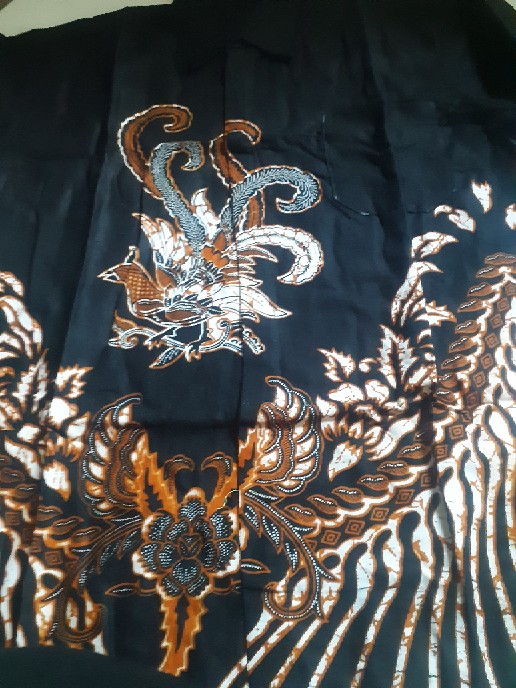 Kemeja Batik Pria Lengan Panjang Size M L Xl Xxl  Bswart Batik Hrb026 Kenongo Hem Panjang Padi