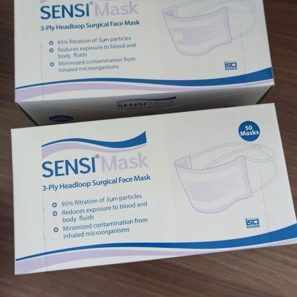 Sensi Mask 3 Ply Headloop Surgical Face Mask Original Masker Sensi Headloop isi 50 Sensi Hijab