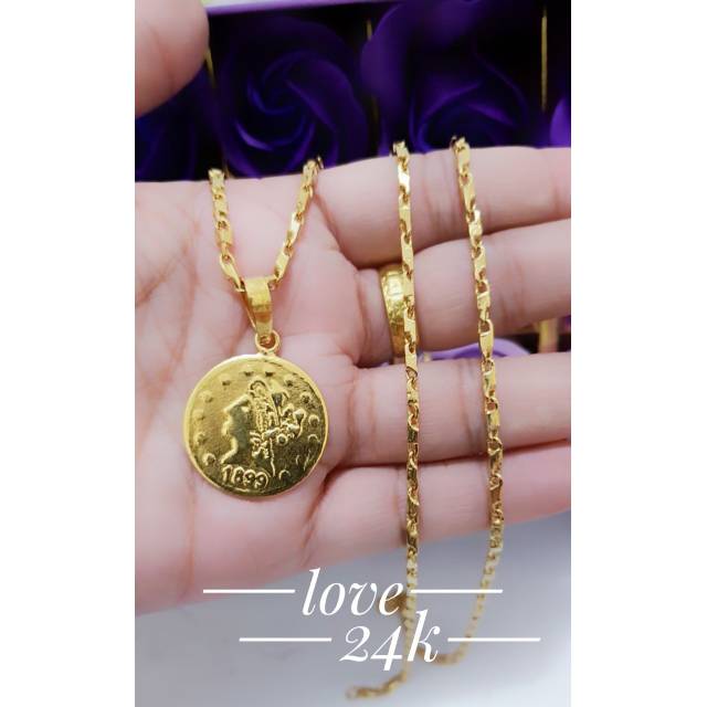 Kalung cantik dilapisi mas 24 k