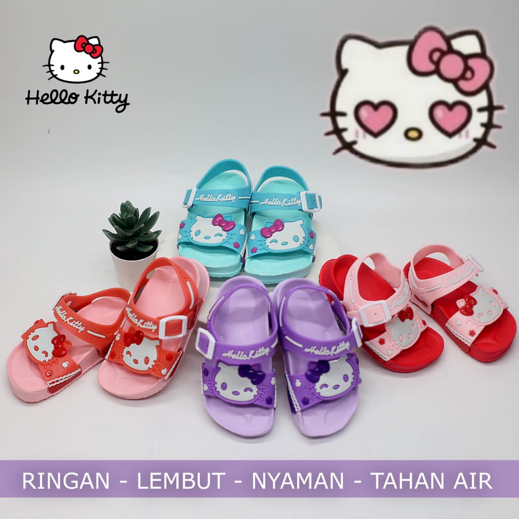 Sandal Anak Perempuan Bahan Karet Tali Karakter Hello Kitty Terbaru! Size 20-25 616-4