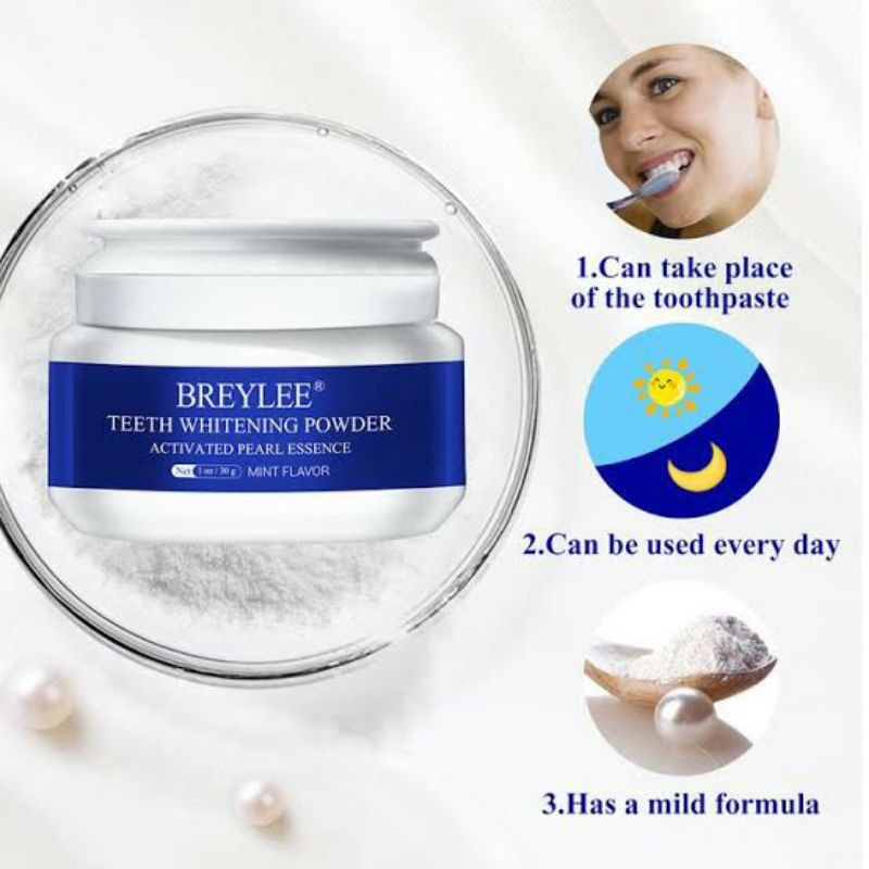 READY! BREYLEE TEETH WHITENING POWDER BPOM APPROVED SERBUK BUBUK PEMUTIH DAN PENCERAH GIGI