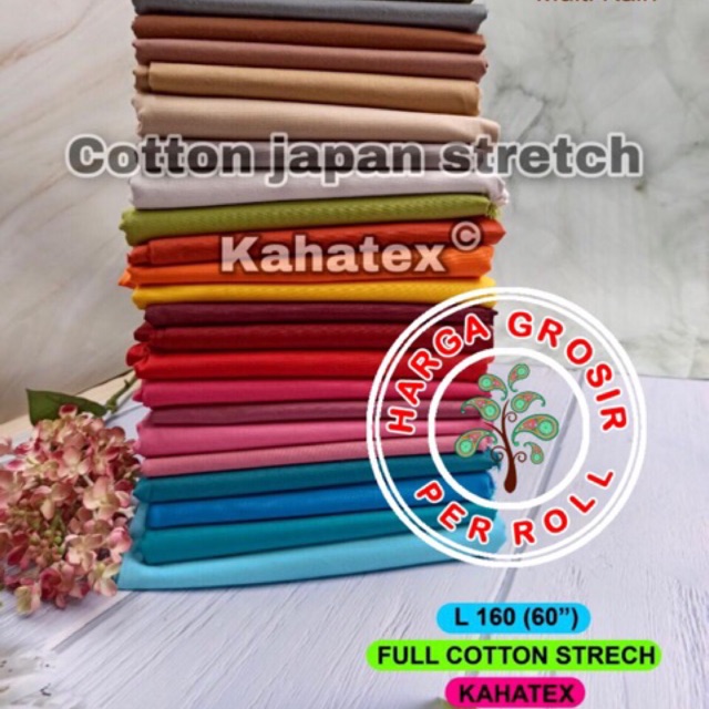 Multi kain katun cotton stretch spandex kahatex harga per roll 50 yard