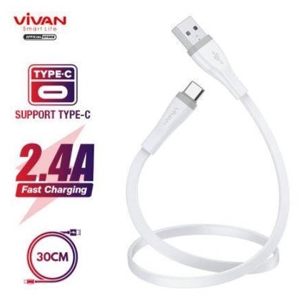VIVAN SC30 KABEL DATA  USB TO TYPE C POWERBANK PENDEK CABLE FAST CHARGING 2.4A