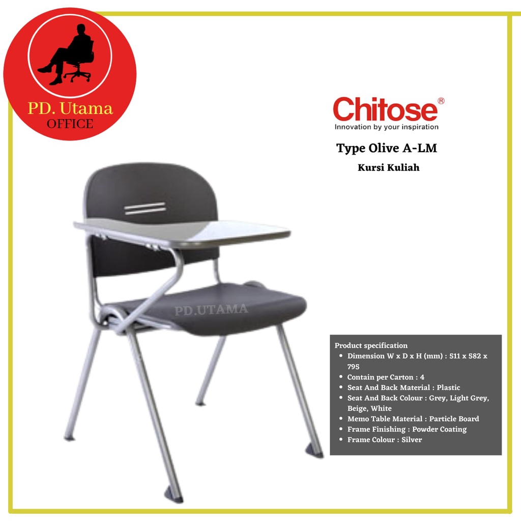 Kursi Sekolah Chitose Olive A-LM Kursi Lipat Kuliah/Kursi Lipat Kantor
