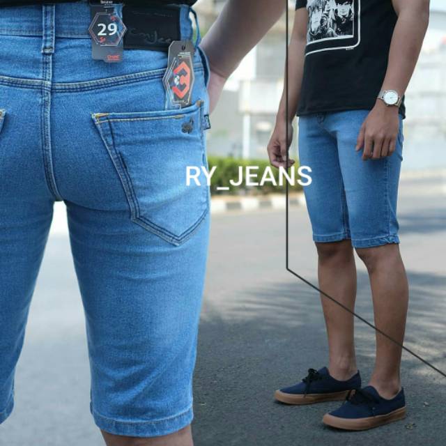 Celana Jeans pendek pria cmj lightblue