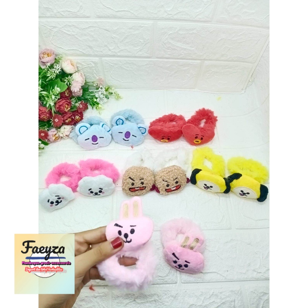 grosir 6 pcs ikat rambut bulu bts bt21