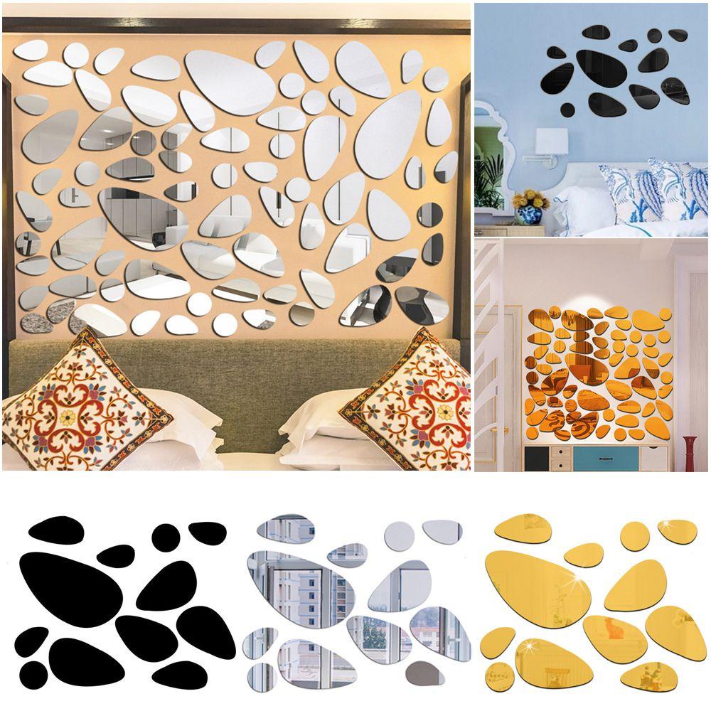 Solighter 12PCS Stiker Dinding Fashion Ruang Tamu Ornamen Perekat Diri Gaya Modern Permukaan Cermin