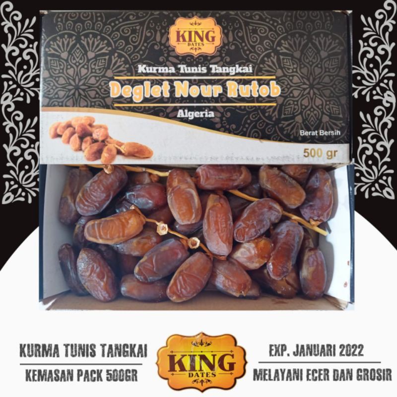 

Kurma Tunis Tangkai Deglet Nour merk King 500 gram