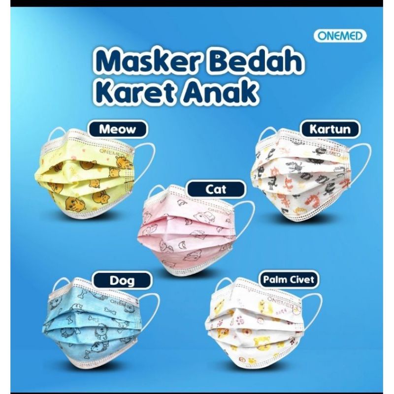 OneMed Masker Medis Karet Anak Box Isi 50Pcs