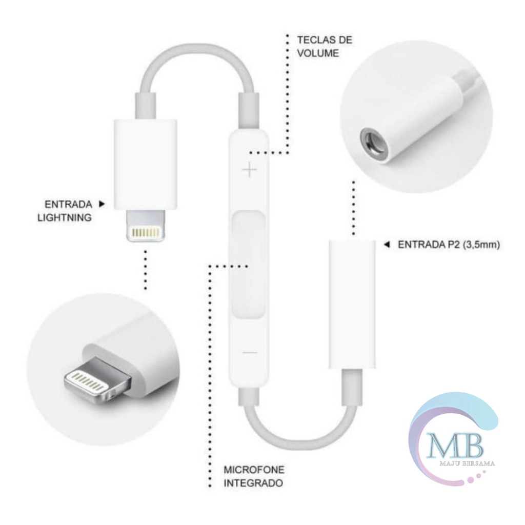 MH020 Lightning To aux 3.5 mm audio Headphone Jack Adapter for i ponee Spilter i ponee MB3283