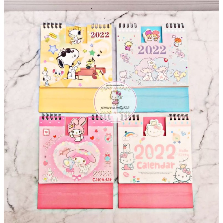 KALENDER MEJA 2022 KARAKTER (16X15) | HELLO KITTY MELODY TWINSTARS SNOOPY / KALENDER KARAKTER LUCU C