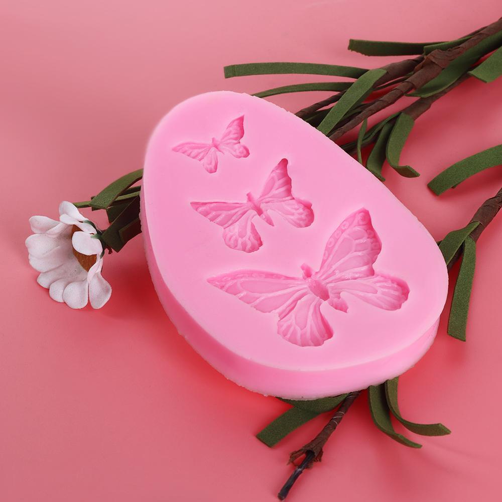 Solighter 3-lubang 3D Butterfly New Alat Dekorasi Sugarcraft Silikon