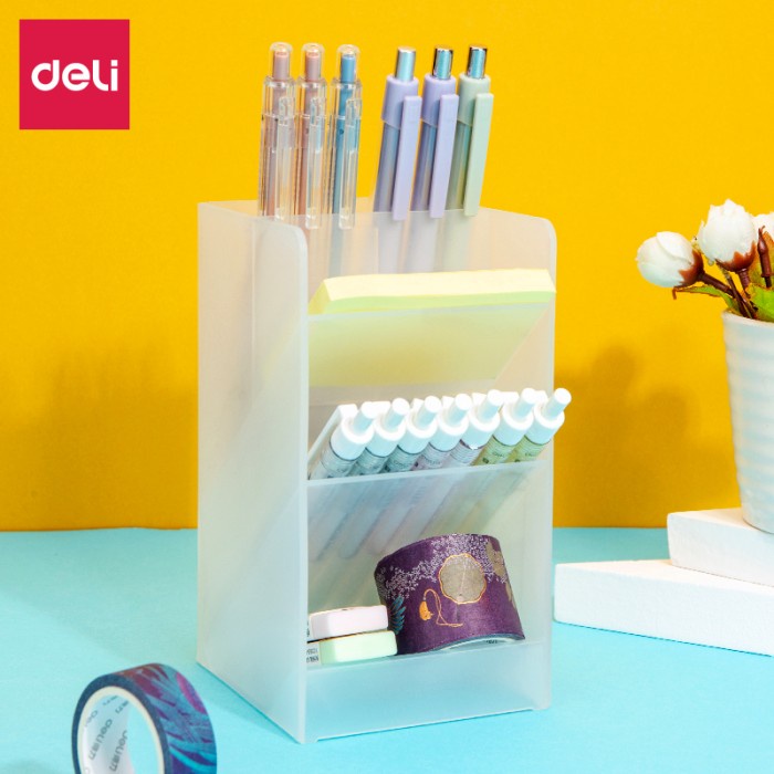 

TEMPAT ALAT TULIS PEN HOLDER MEJA 4 SEKAT DELI 8936 STATIONERY STAND PLASTIK PUTIH