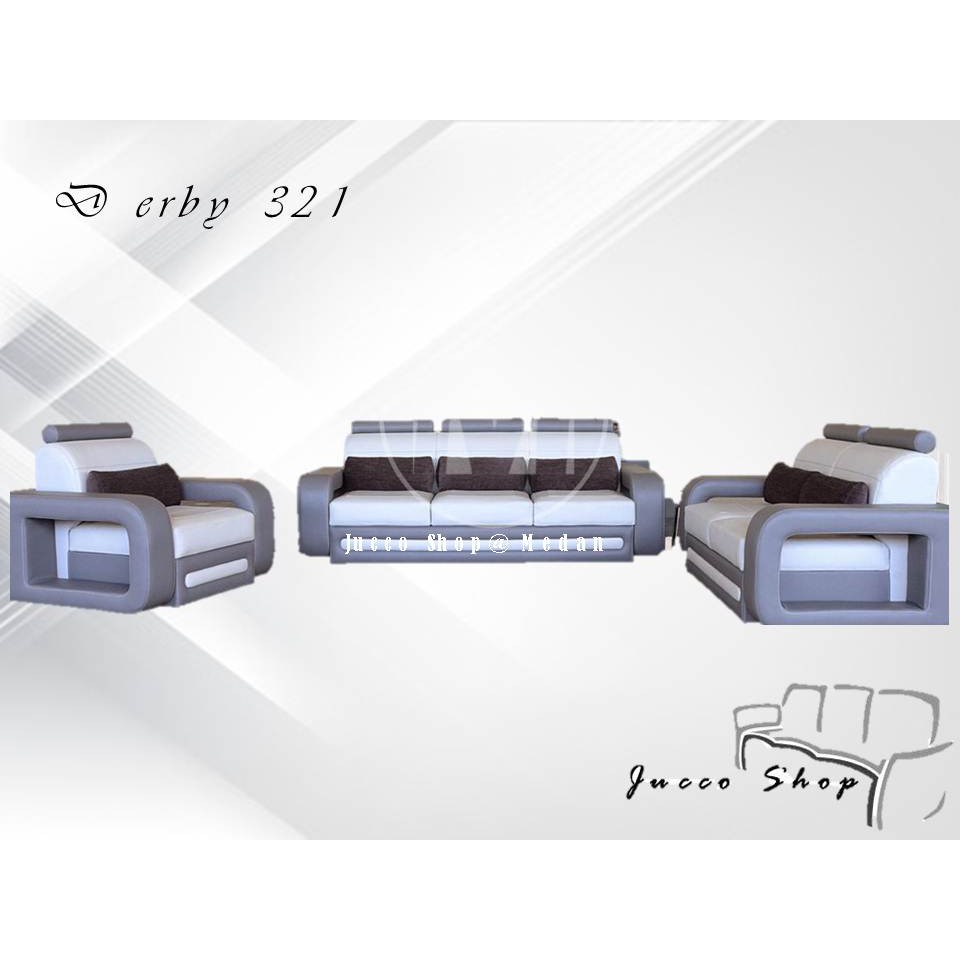 [ JUCCO ] Sofa Tamu Modis Derby 321 - Sofa Tamu Minimalis Mewah - Sofa Tamu Kulit - Medan