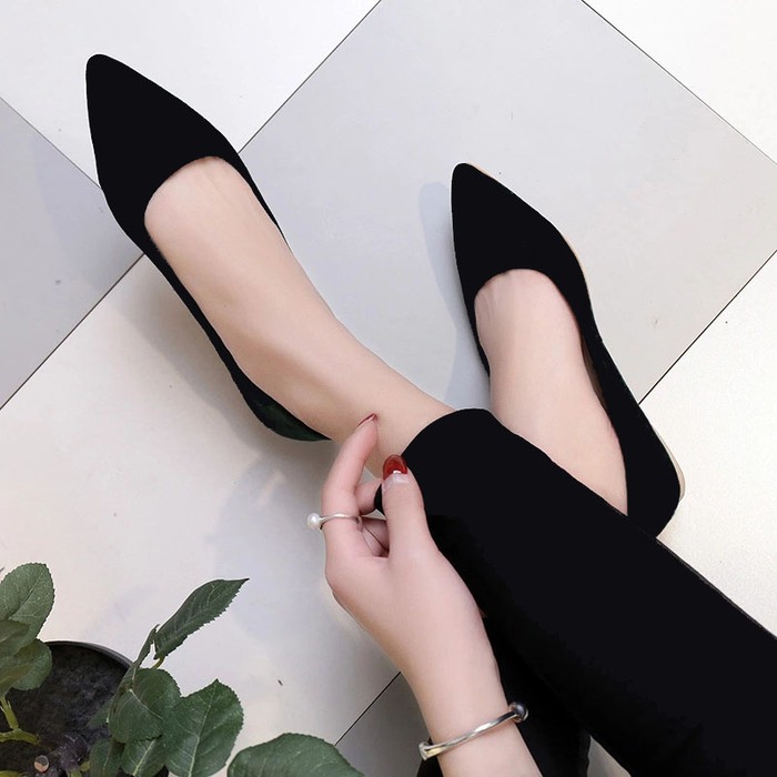 Sale 11- Flat Shoes Anne - Sepatu Balet Polos - Hitam, 37