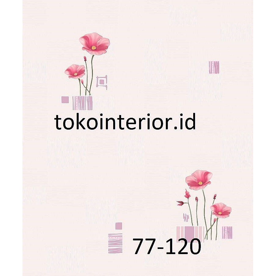 Wallpaper Dinding Bunga Modern Kecil Simple Pin Ijo Ungu Liv