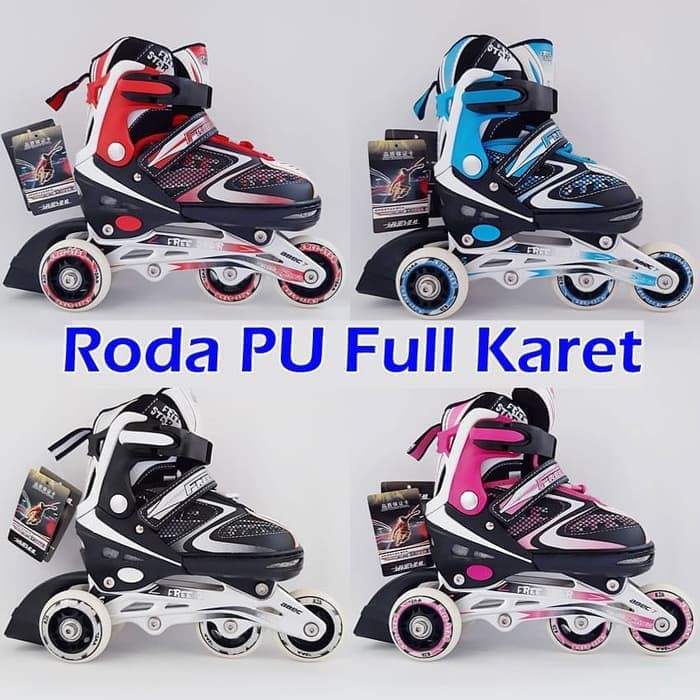 Sepatu Roda Anak BAJAJ Inline Skate Ban Roda Nyala Full Karet PU 1012
