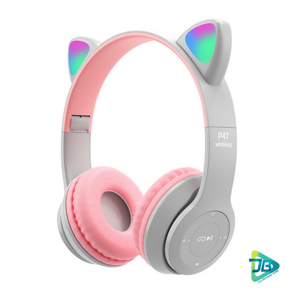 CAT EARS HEADSET headphone Hf bando telinga kucing P47m LED BANDO BLUETOOTH wireles RGB GAME HEADSET G-P47M LED WIRELESS super BASS JB8812