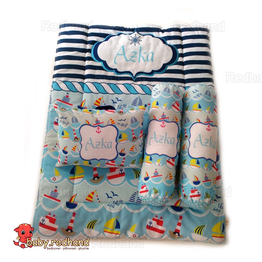 Jual bed cover set bayi atau baby bed cover set gambar kapal dan