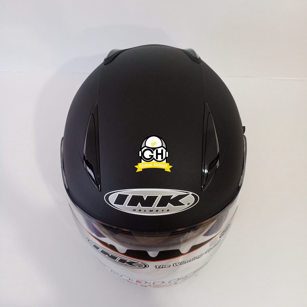 HELM INK METRO SOLID BLACK DOFF DOUBLE VISOR INK HALF FACE HITAM DOP INK POLOS INK HALFFACE