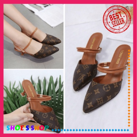 Shoe's Shop Sepatu Hak Wanita High Heels Wanita Kokop Sintetis lv Coklat