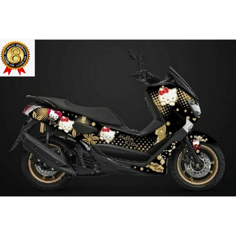 Decal sticker NMAX Full Body Motif hello kitty hitam gold