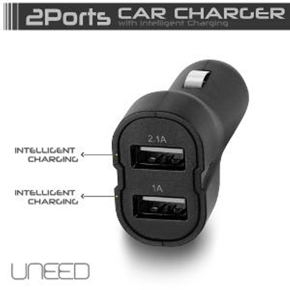 Uneed Intelligent Charging Car Charger Dual USB Port - UCCH03 - Black