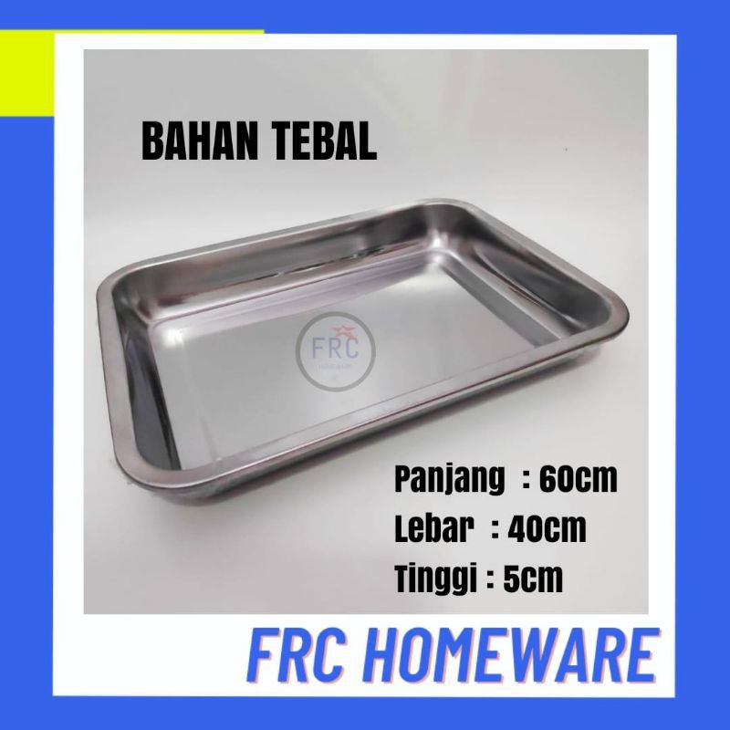 Nampan Stainless 60x40 cm tebal - nampan kotak stainless - baki stainless - wadah sayur stainless