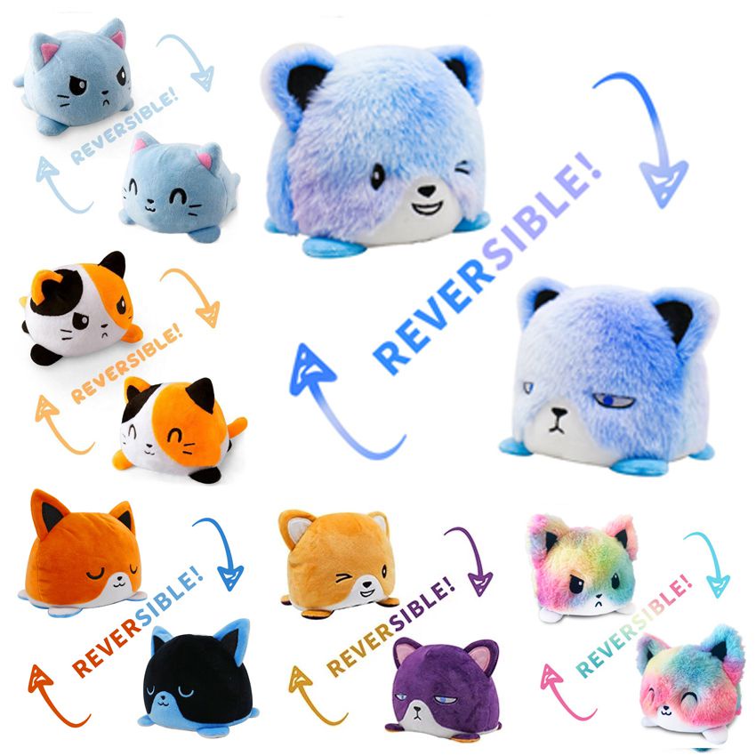 Reversible Flip Cat Plush Stuffed Toy Soft Animal Cute Doll Children Baby Gifts