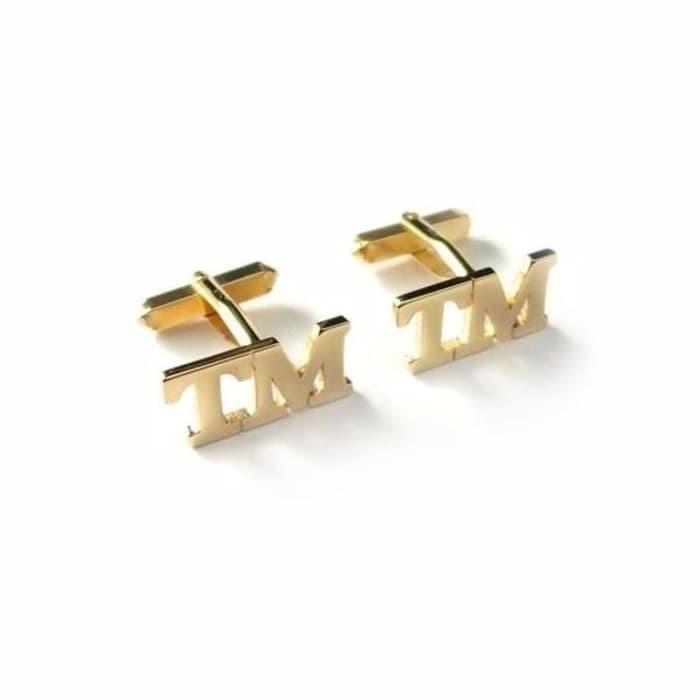 Cufflink Cufflinks Manset Kancing Kemeja French Cuff 3D Initial Custom Cufflink