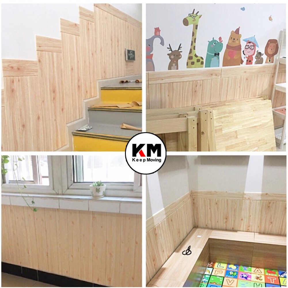 KM Wallpaper Foam 3D Motif Kayu Wallpaper Dinding 70cm X 70cm-4