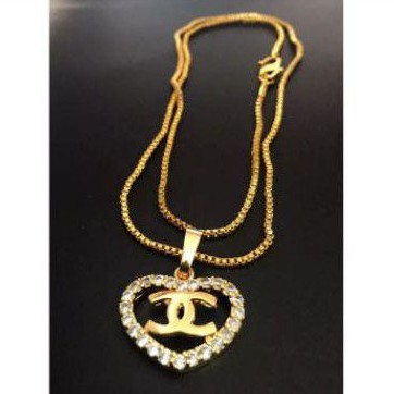 Kalung liontin tengah cenel love titanium gold 18k