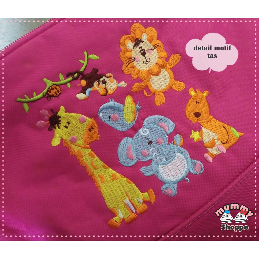 Tas perlengkapan anak bayi / diaper bag Polkadot Animal Fuschia