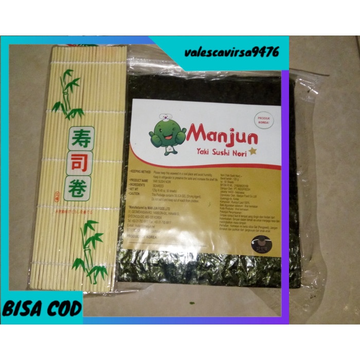 

⭐BISA COD⭐ Paket Sushi Nori 50s + Makisu | lembaran rumput laut seaweed roasted