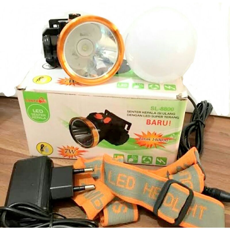 Senter Kepala / Headlamp Sunpro SL-8800 Gratis Lampu LED