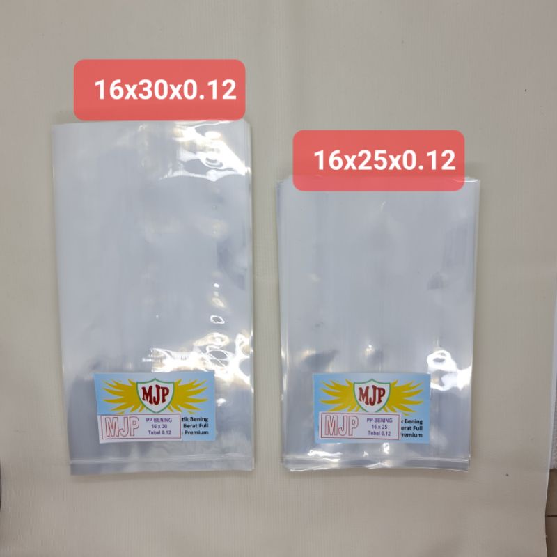 Plastik PP Bening MJP Tebal 0.12 Uk 16x30 16x25