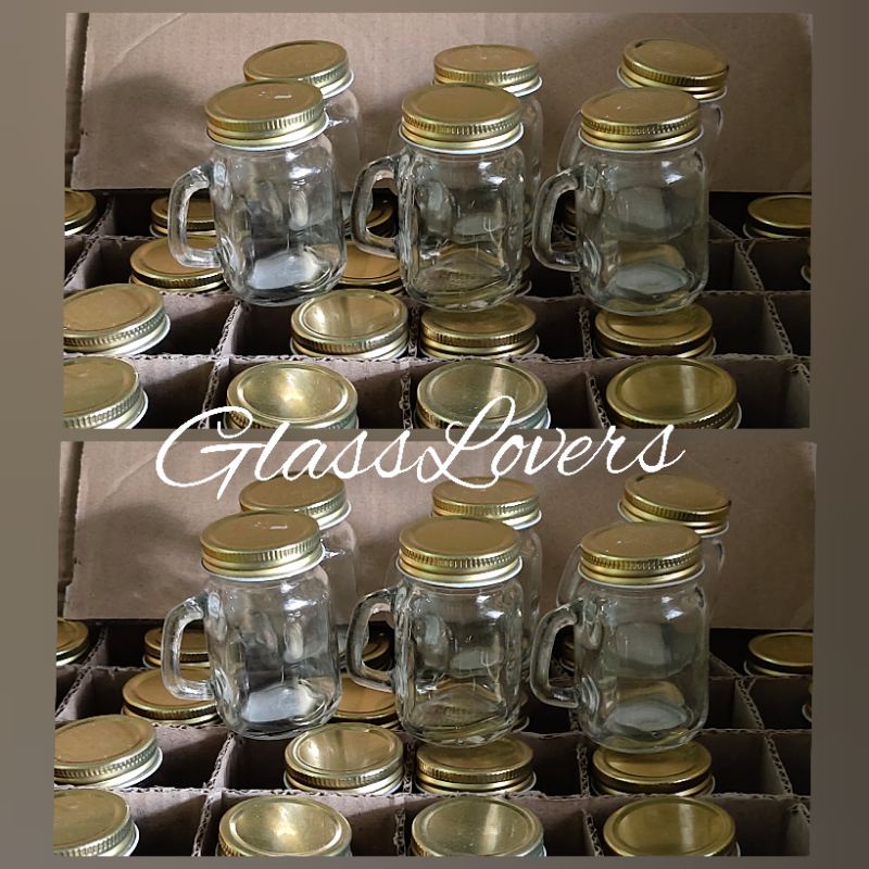 6 pcs Gelas Jar Mini 120 ml  + tutup kaleng /  Gelas Jar Souvenir / Gelas Jar Kecil