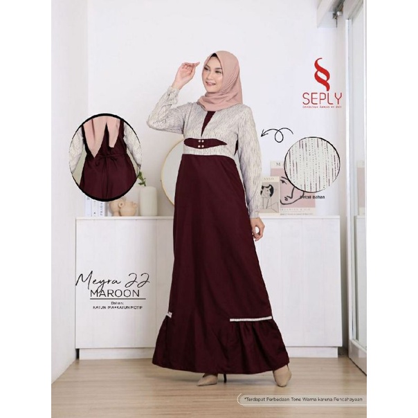gamis seply meyra 22 maroon seply meyra 22 black fashion muslim 2021 pakaian muslim wanita branded b