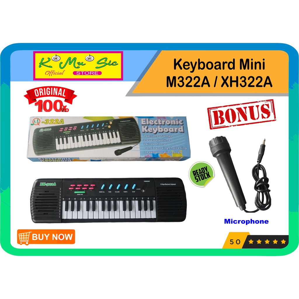 Original keyboard M 322A XH 322A piano anak latihan not angka