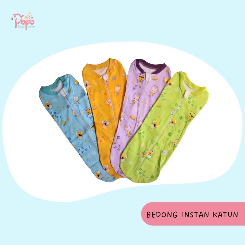 Bedong instan bayi/swaddle baby (1pcs bahan dobel katun)