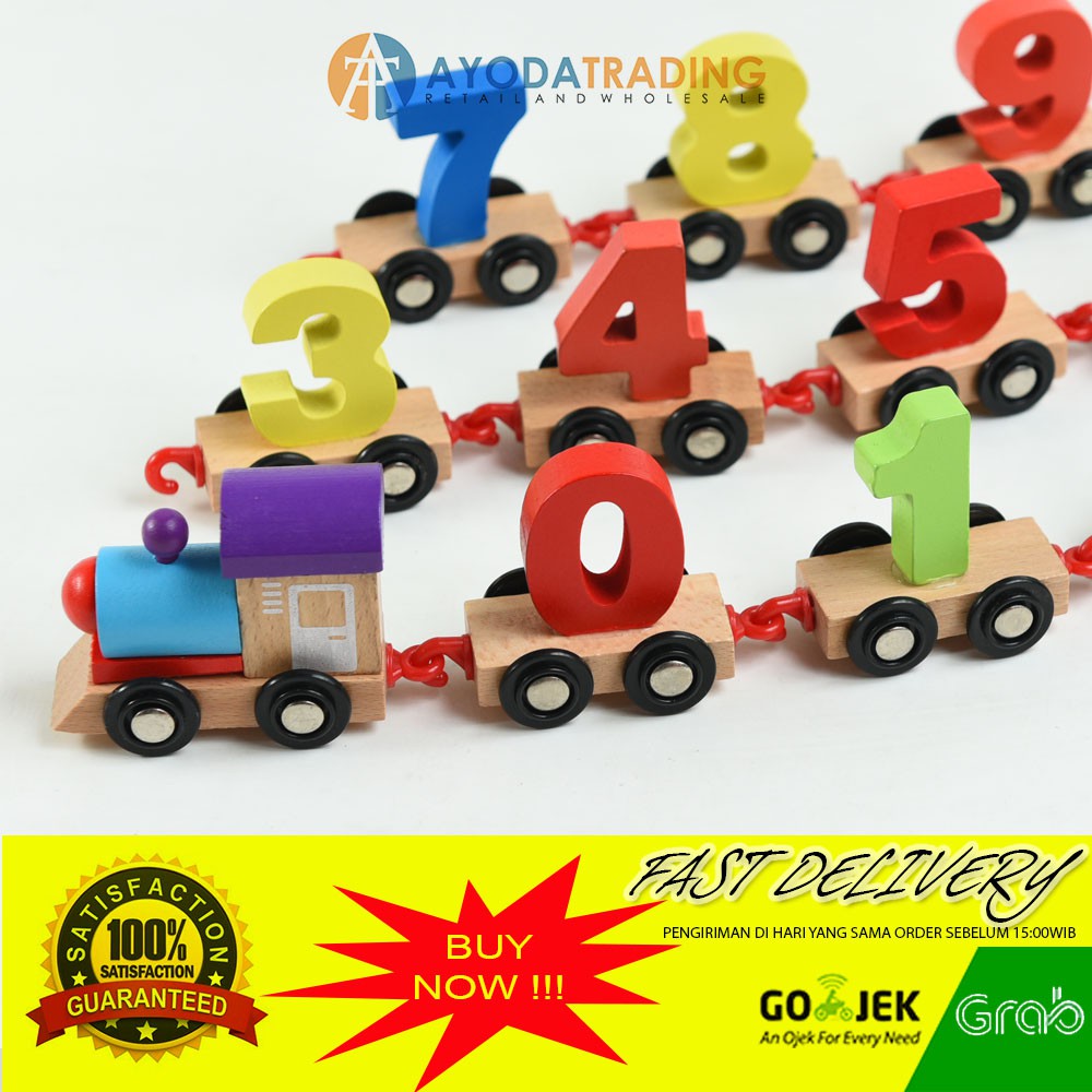 Mainan Edukasi Wooden Train Numbers Block Kereta Kayu