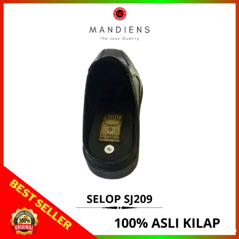 Mandiens - SJ209 Sepatu Selop Pria Kulit Kilap Original Medali