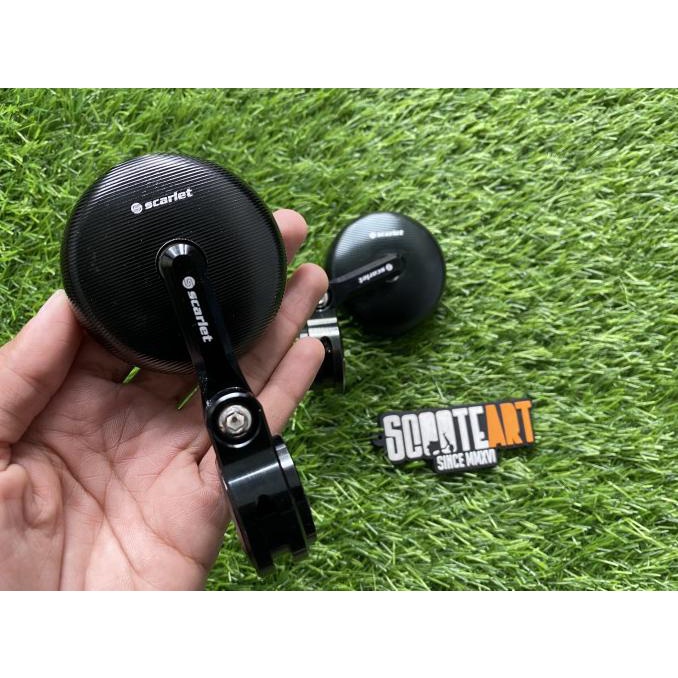 Hanya Disini] Spion Barend / Jalu Original Scarlet Black Mini Untuk Vespa Matic