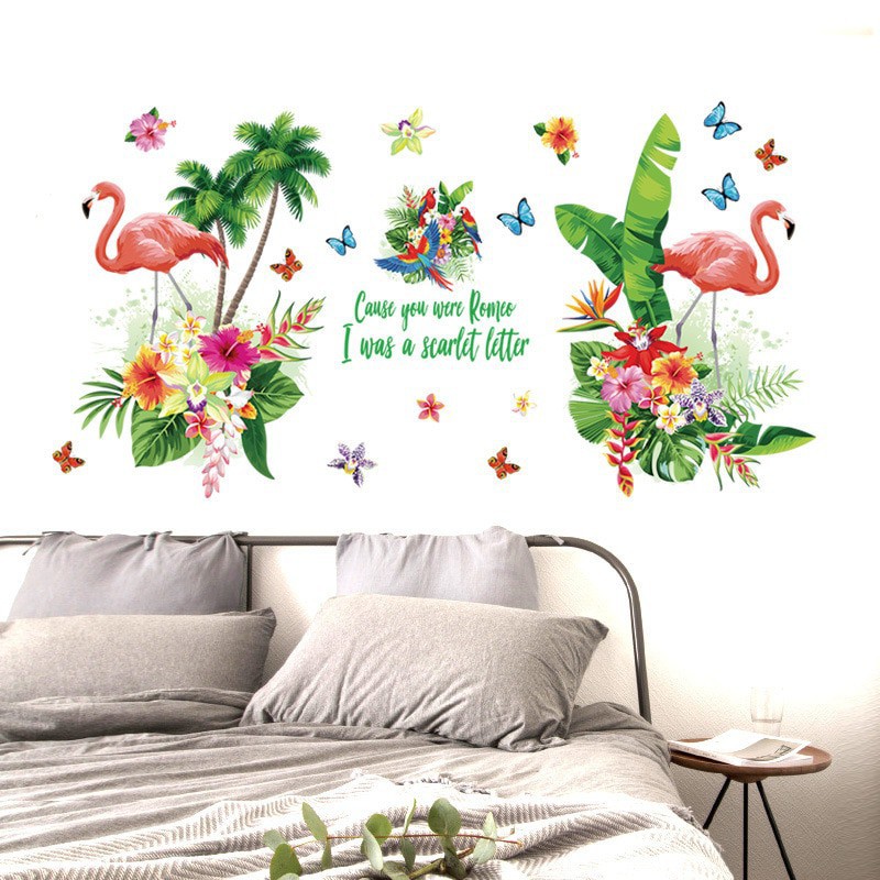 Wallsticker flamingo daun besar / SK2024