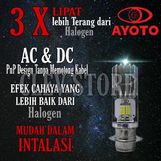 LAMPU LED motor AYOTO M2B H6 AC &amp; DC motor matic / bebek