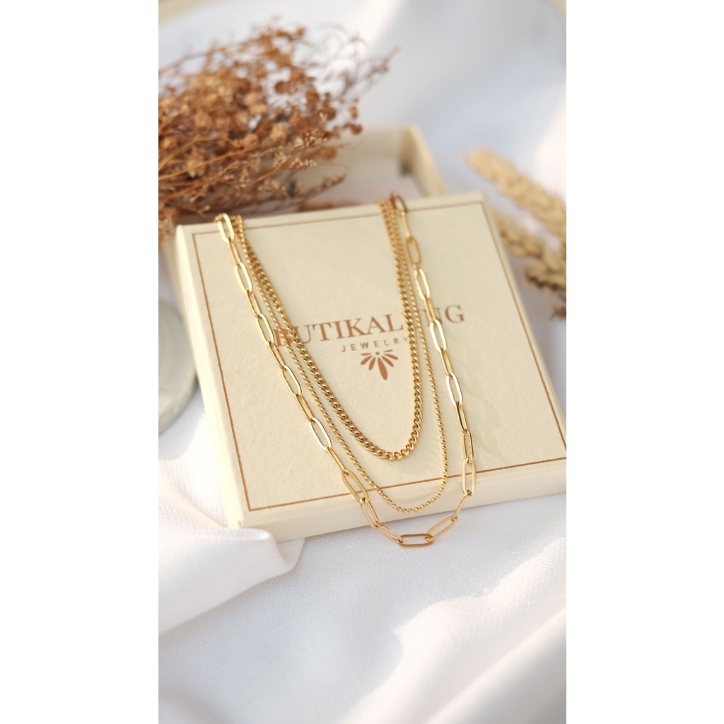 ANNALISE - Kalung Titanium Lapis Emas Necklace Perhiasan Tunangan Anti Karat Stainless 1009