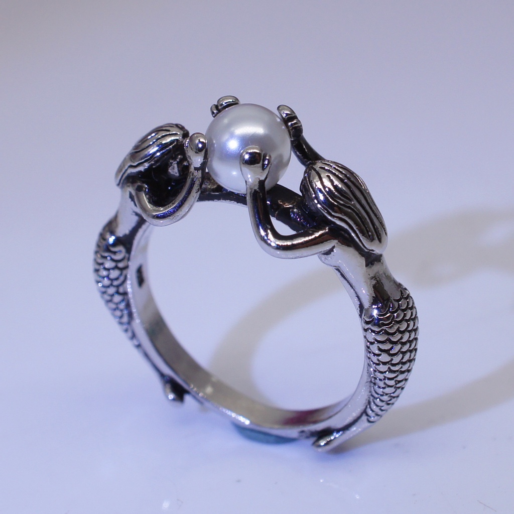 Cincin Mermaid Bahan Sterling Silver 925 Asli Untuk Wanita Jza017