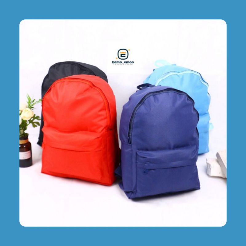 Ransel Polos Pria Wanita Tas Sekolah Backpack SD/SMP/SMA EMOEMO