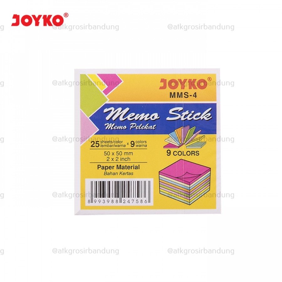 

JOYKO Sticky Note MMS-4 9 Warna 50 x 50 MM/Pack 225 Lembar